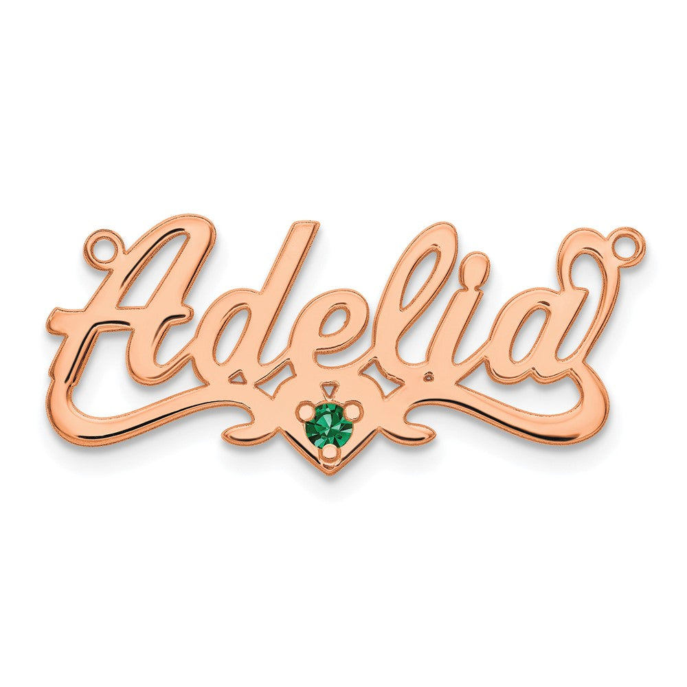 Sterling Silver/Rose-plated Birthstone Heart Name Plate