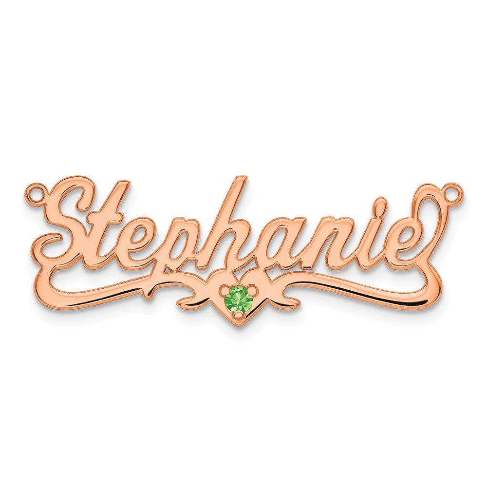 Sterling Silver/Rose-plated Birthstone Heart Name Plate