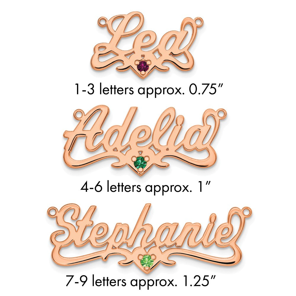 Sterling Silver/Rose-plated Birthstone Heart Name Plate