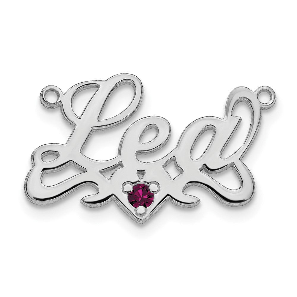 Sterling Silver/Rhodium-plated Birthstone Heart Name Plate