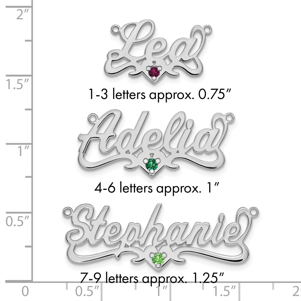 14k White Gold Birthstone Heart Name Plate
