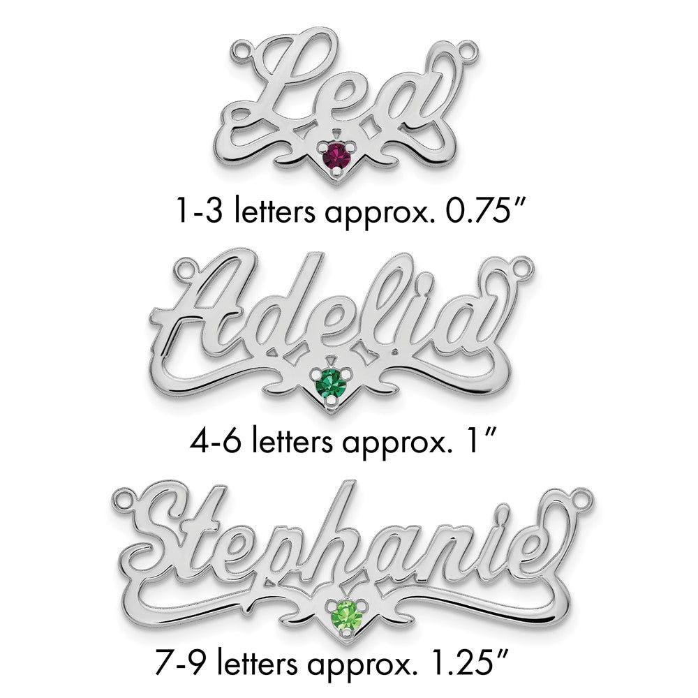 14k White Gold Birthstone Heart Name Plate
