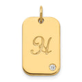 Sterling Silver/Gold-plated Initial Dog Tag with Diamond Charm