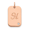 Sterling Silver/Rose-plated Initial Dog Tag with Diamond Charm