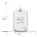 10k White Gold Initial Dog Tag with Diamond Charm