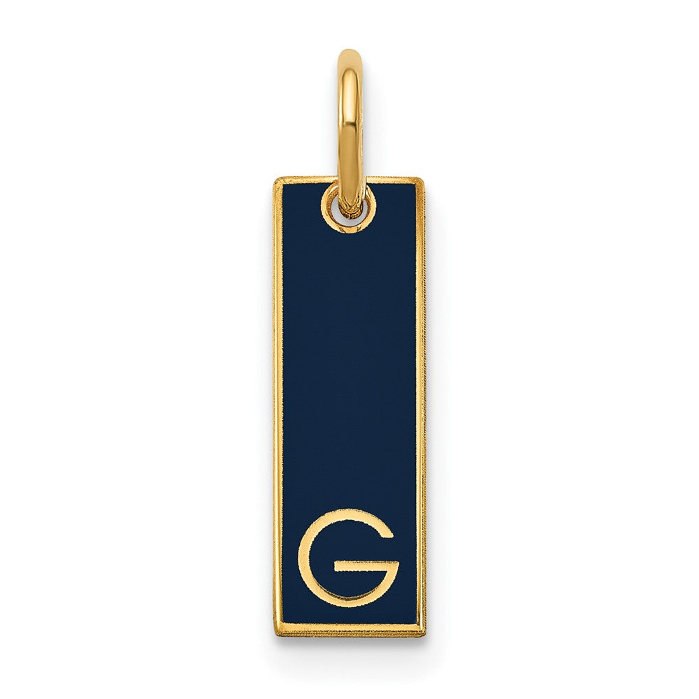 14k Yellow Gold Small Epoxy Initial Bar Charm