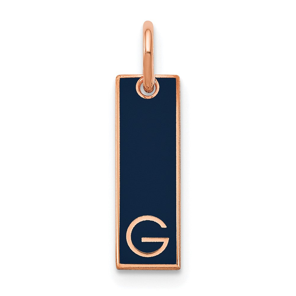 Sterling Silver/Rose-plated Small Epoxy Initial Bar Charm