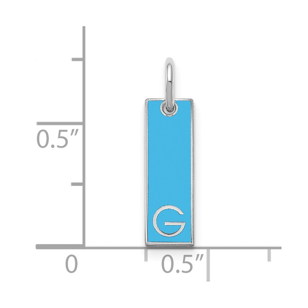 Sterling Silver/Rhodium-plated Small Epoxy Initial Bar Charm