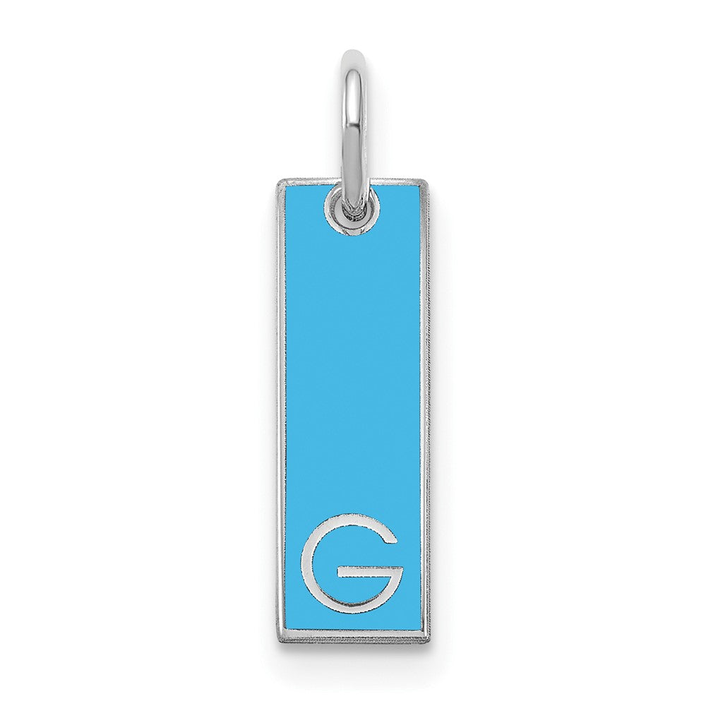14k White Gold Small Epoxy Initial Bar Charm