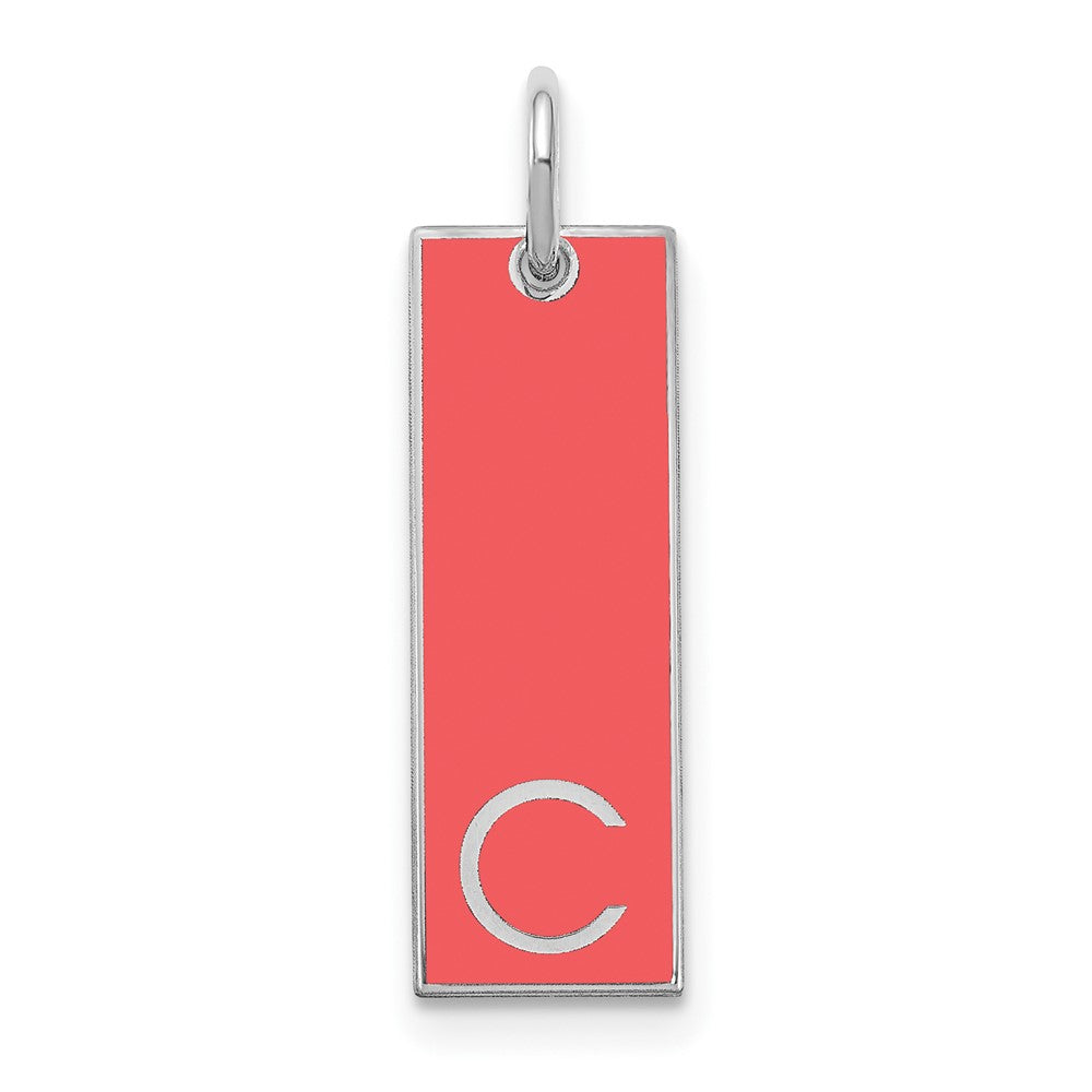14k White Gold Large Epoxy Initial Bar Charm