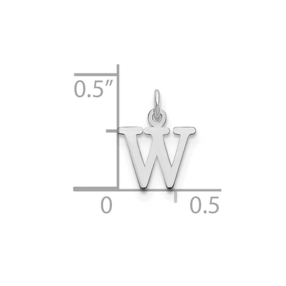 Sterling Silver Rhodium-plated Letter W Initial Charm