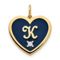 SS/Gold-plated Epoxy Heart with Initial and Diamond Charm