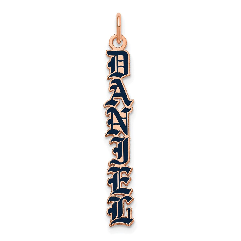 SS/Rose-plated English Towne Font Epoxy Name Plate Charm