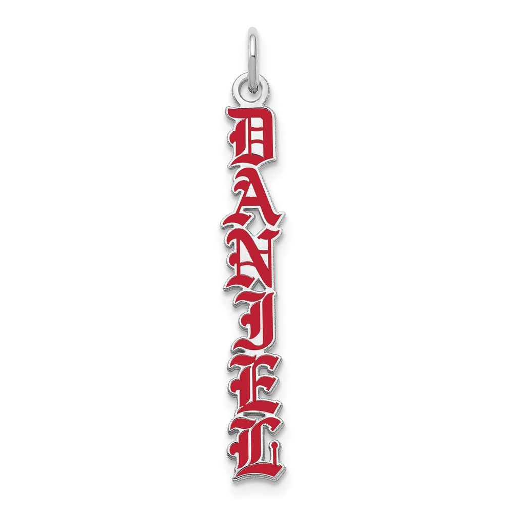 SS/Rhod-pltd English Towne Font Epoxy Name Plate Charm