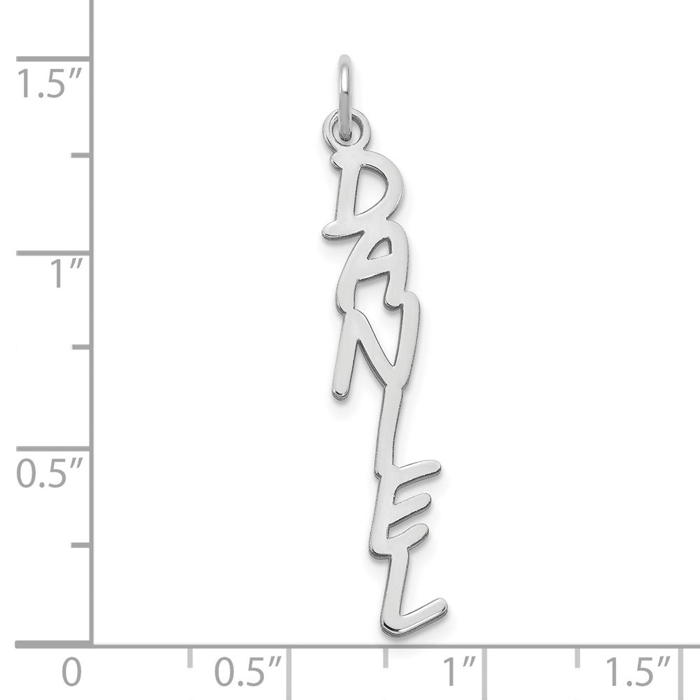 14k White Gold MV Boli Font Name Plate Charm