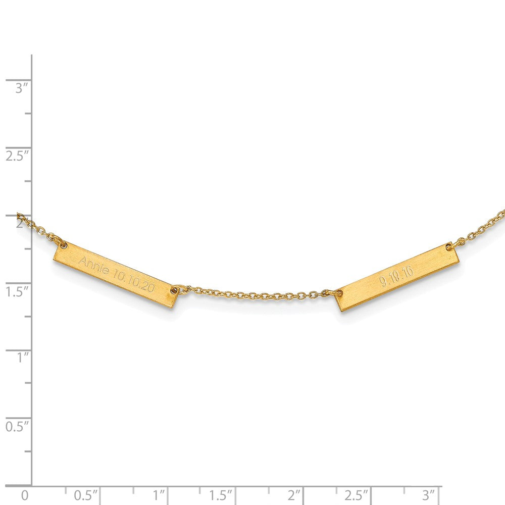Sterling Silver/Gold-plated Brushed 2 Station Necklace