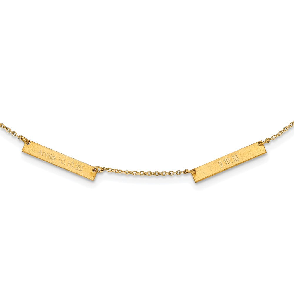 14k Yellow Gold Brushed 2 Station Necklace