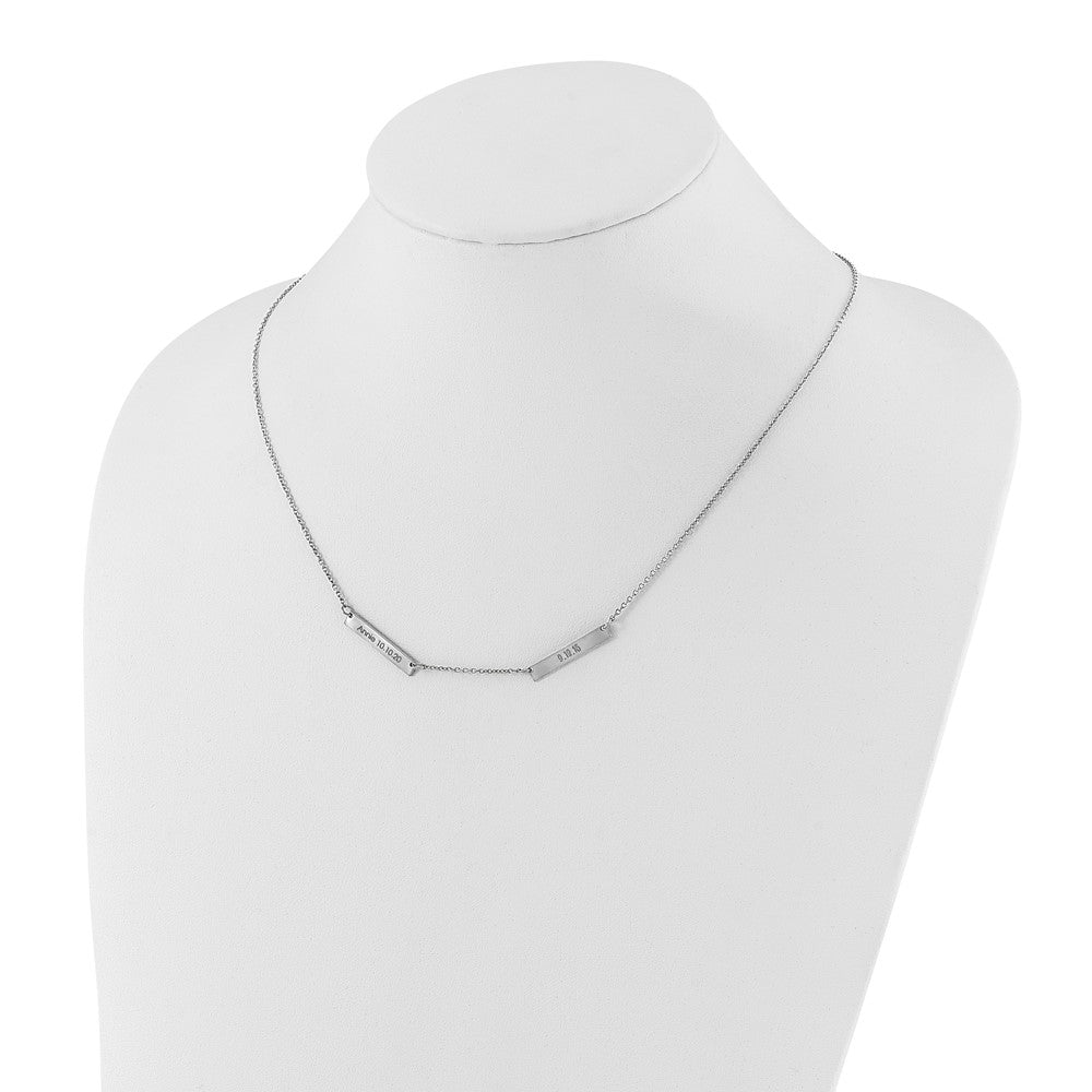 14k White Gold Brushed 2 Station Necklace