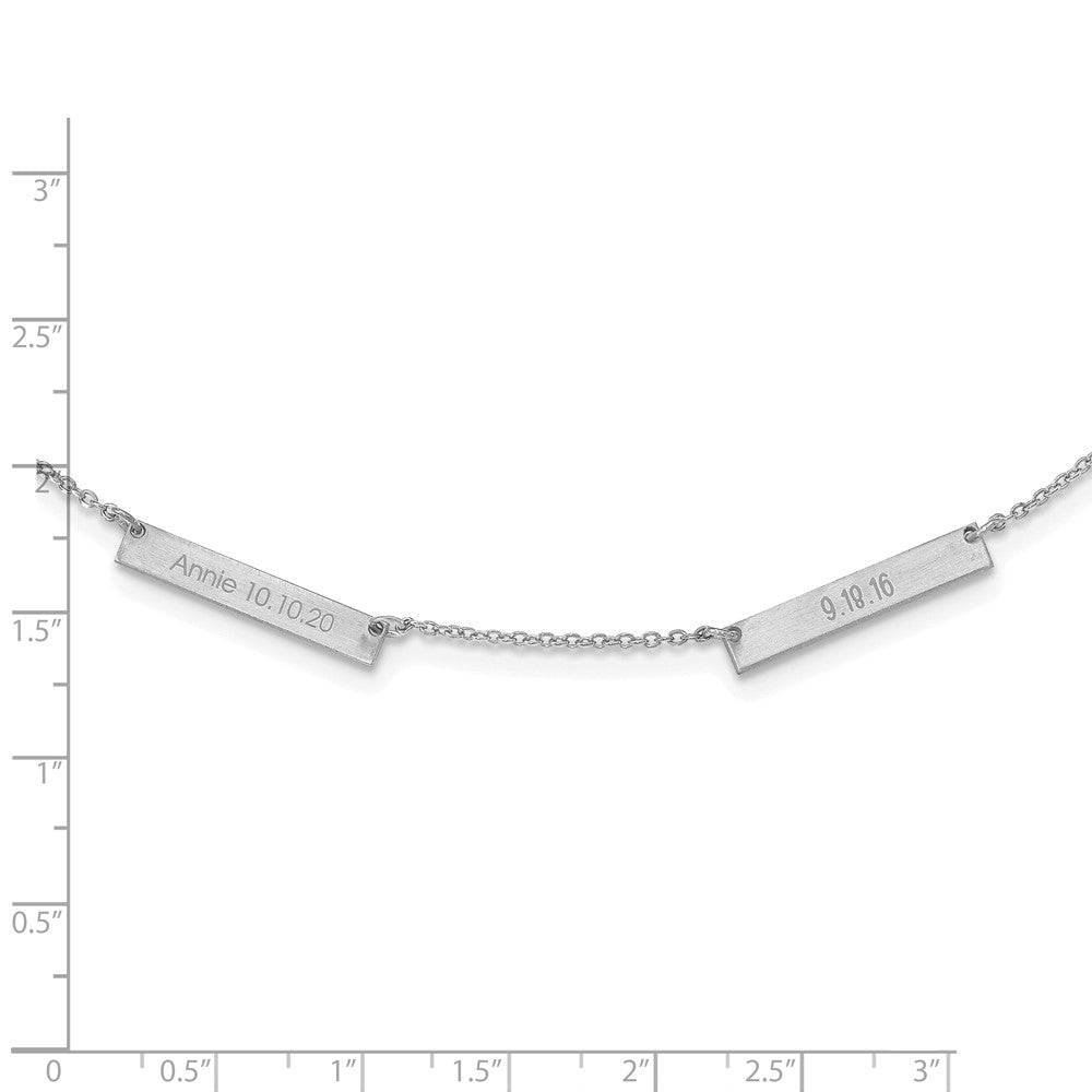 Sterling Silver/Rhodium-plated Brushed 2 Station Necklace