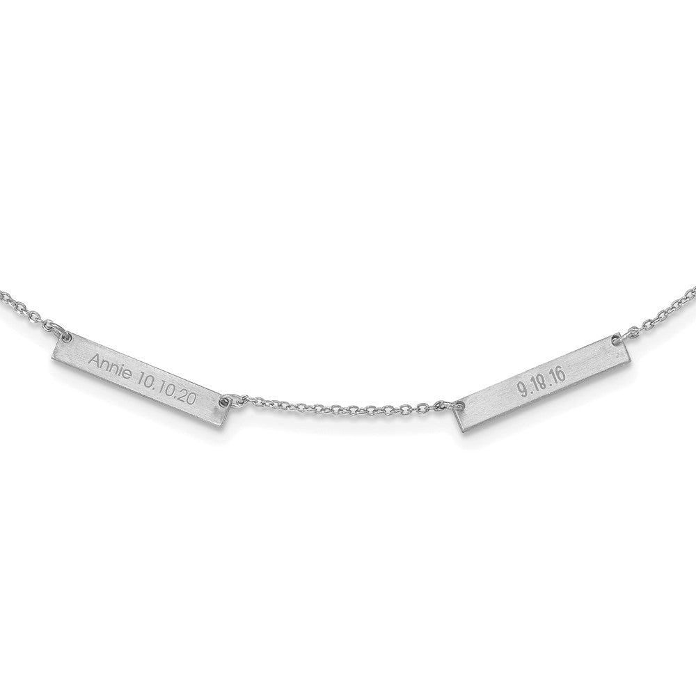 Sterling Silver/Rhodium-plated Brushed 2 Station Necklace
