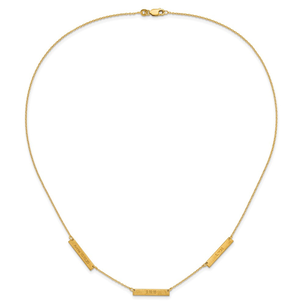 Sterling Silver/Gold-plated Brushed 3 Station Necklace