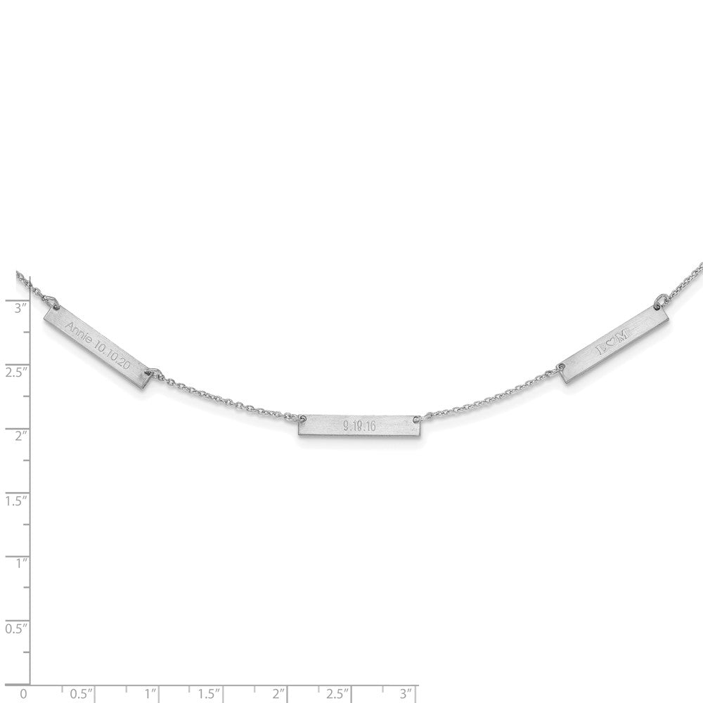 Sterling Silver/Rhodium-plated Brushed 3 Station Necklace