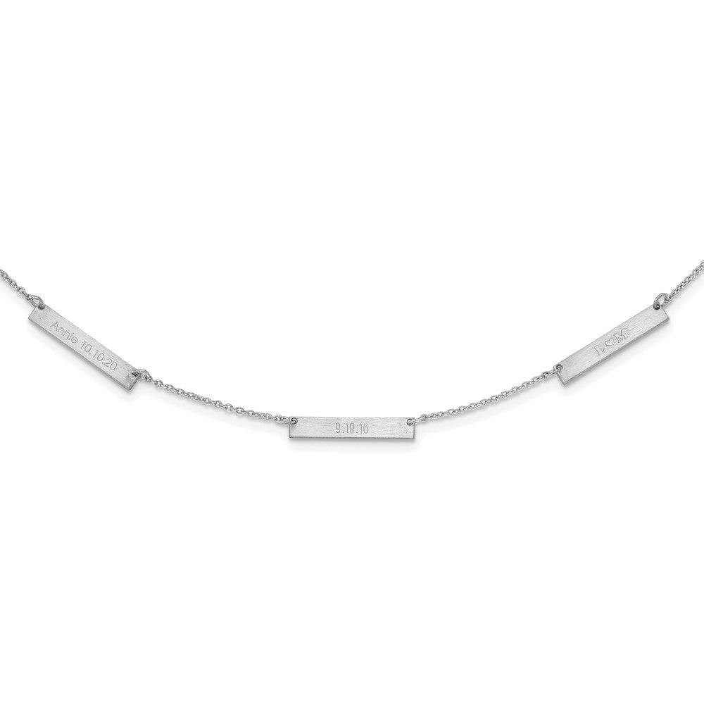 Sterling Silver/Rhodium-plated Brushed 3 Station Necklace