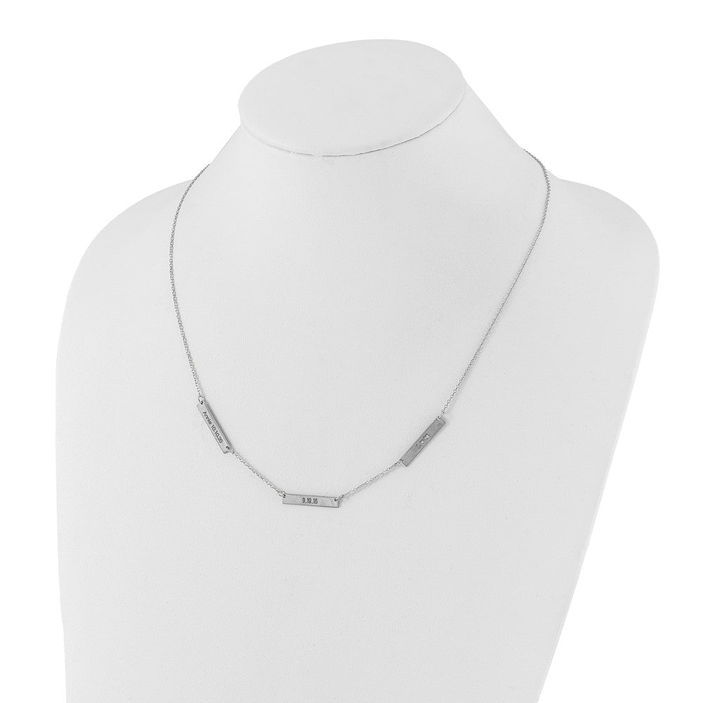 10k White Gold Brushed 3 Station Necklace