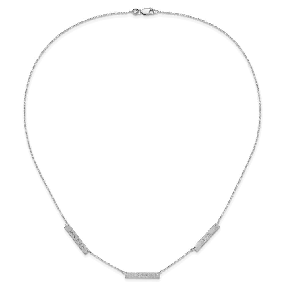 10k White Gold Brushed 3 Station Necklace