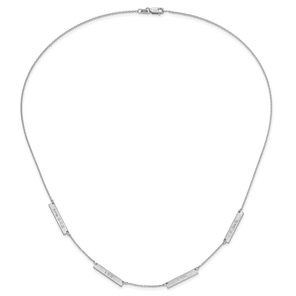 Sterling Silver/Rhodium-plated Brushed 4 Station Necklace
