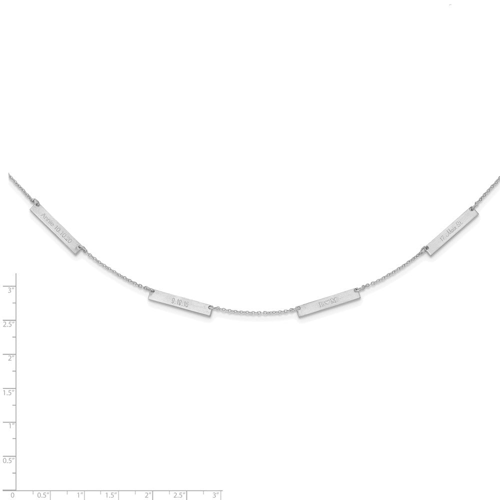14k White Gold Brushed 4 Station Necklace