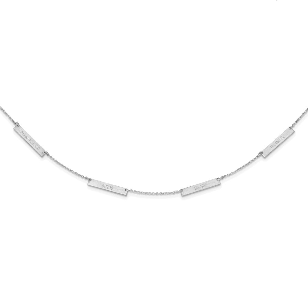 14k White Gold Brushed 4 Station Necklace