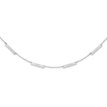 14k White Gold Brushed 4 Station Necklace