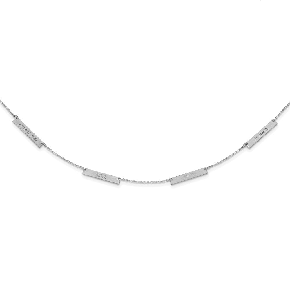 10k White Gold Brushed 4 Station Necklace
