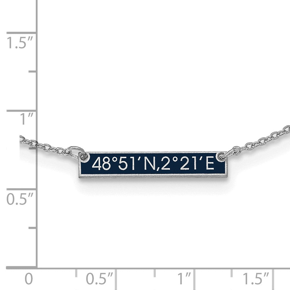 14k White Gold Brushed 1 Station w/Epoxy Necklace