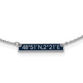 Sterling Silver/Rhodium-plated Brushed 1 Station w/Epoxy Necklace