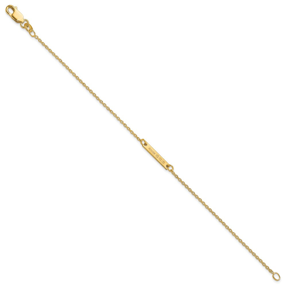 14k Yellow Gold Brushed 1 Station Bracelet