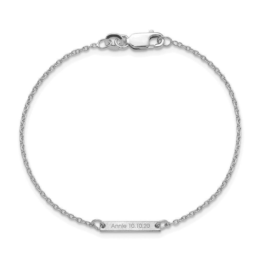 Sterling Silver/Rhodium-plated Brushed 1 Station Bracelet