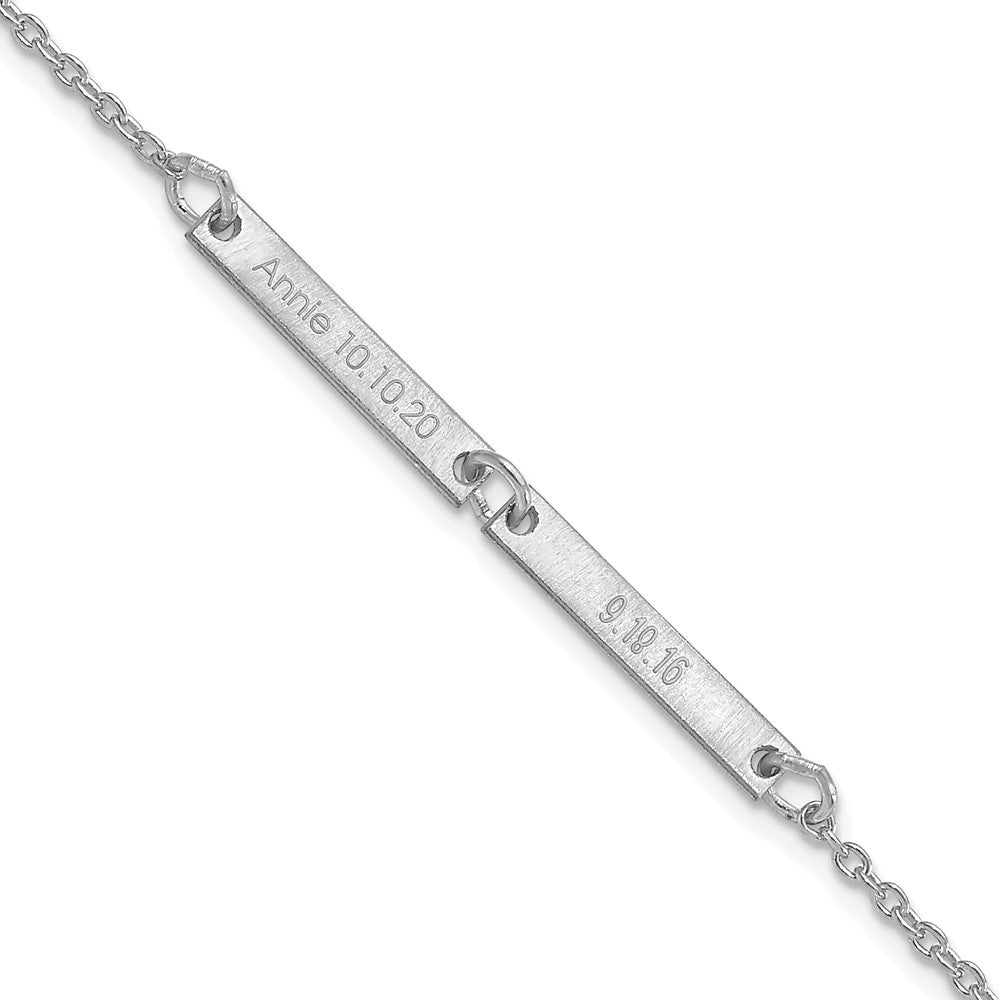 Sterling Silver/Rhodium-plated Brushed 2 Station Bracelet