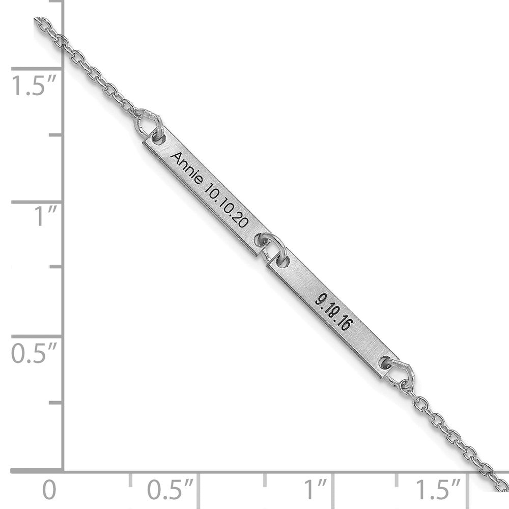 10k White Gold Brushed 2 Station Bracelet