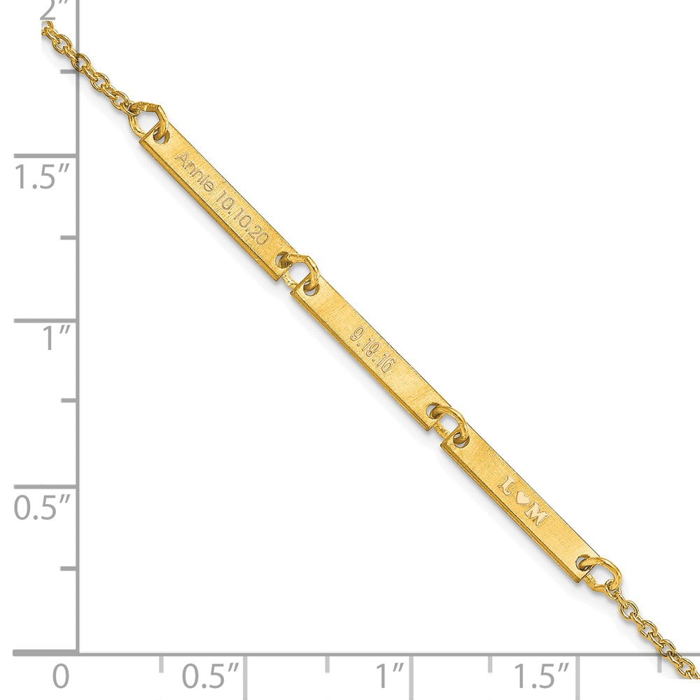 Sterling Silver/Gold-plated Brushed 3 Station Bracelet