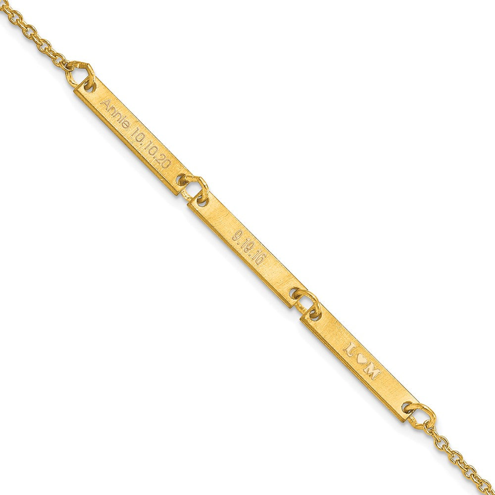 Sterling Silver/Gold-plated Brushed 3 Station Bracelet