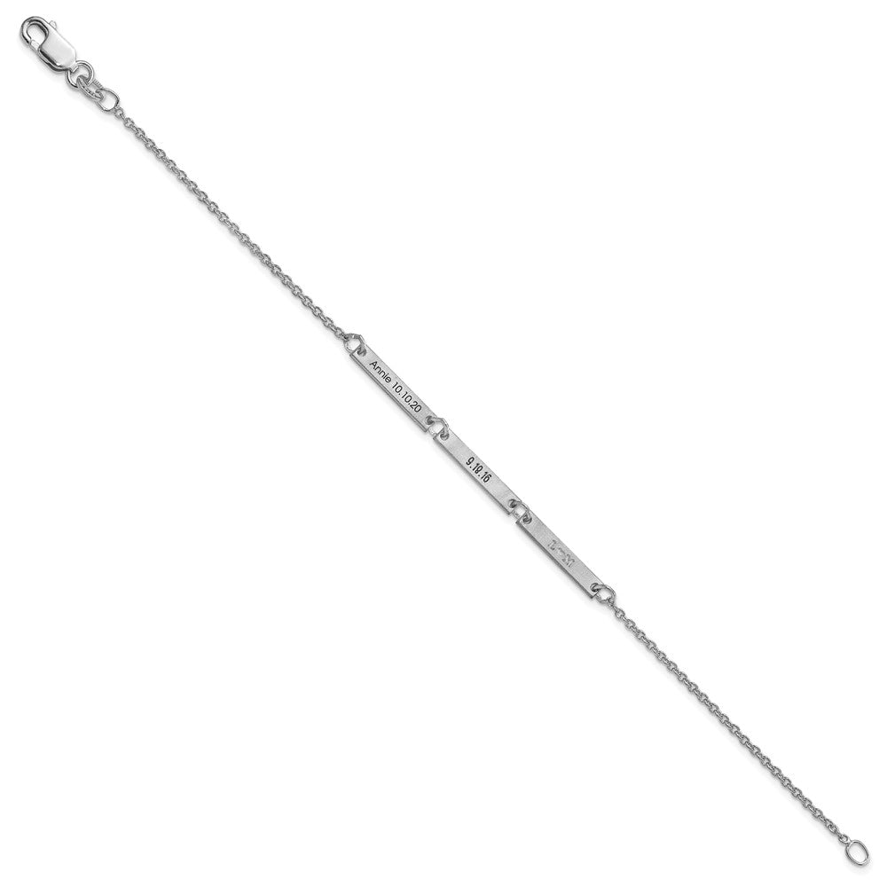 10k White Gold Brushed 3 Station Bracelet