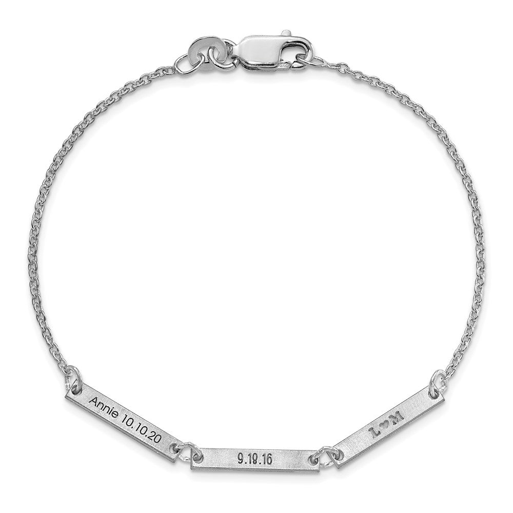 10k White Gold Brushed 3 Station Bracelet