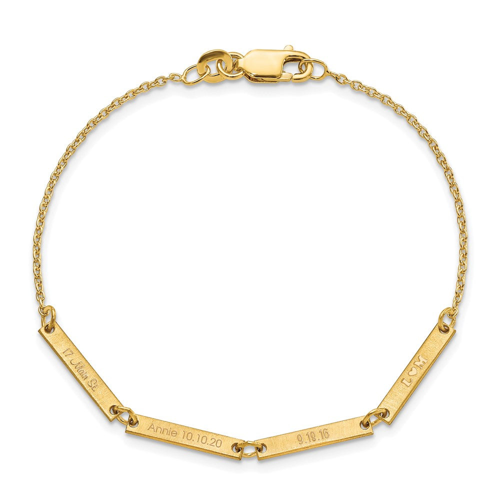 Sterling Silver/Gold-plated Brushed 4 Station Bracelet