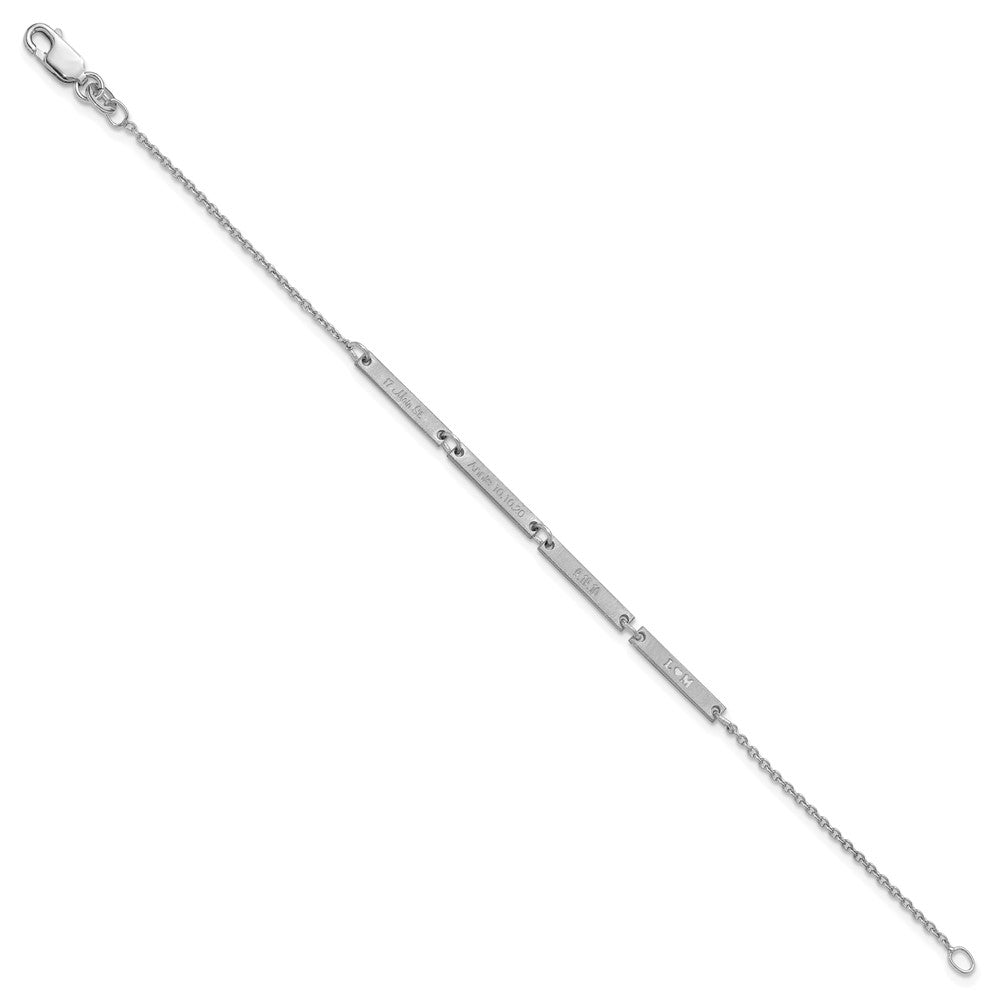 Sterling Silver/Rhodium-plated Brushed 4 Station Bracelet