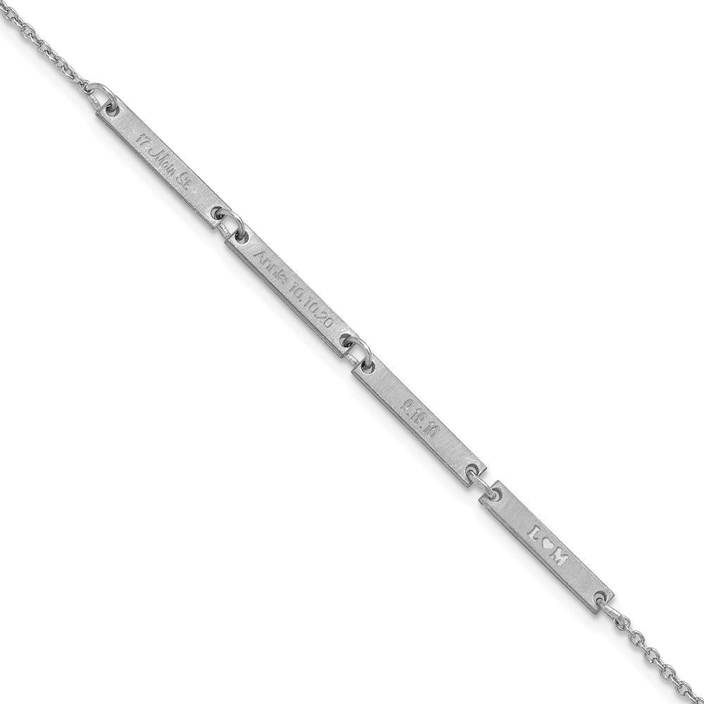 14k White Gold Brushed 4 Station Bracelet