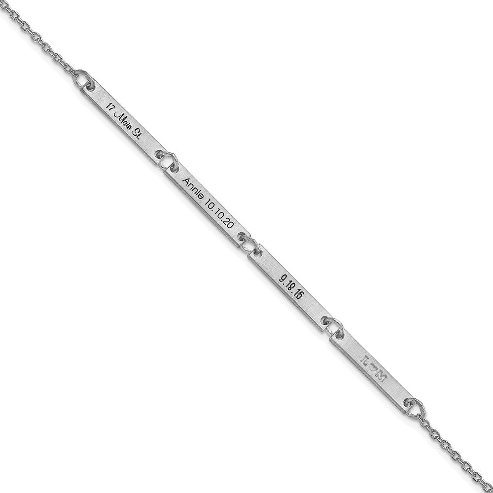 10k White Gold Brushed 4 Station Bracelet