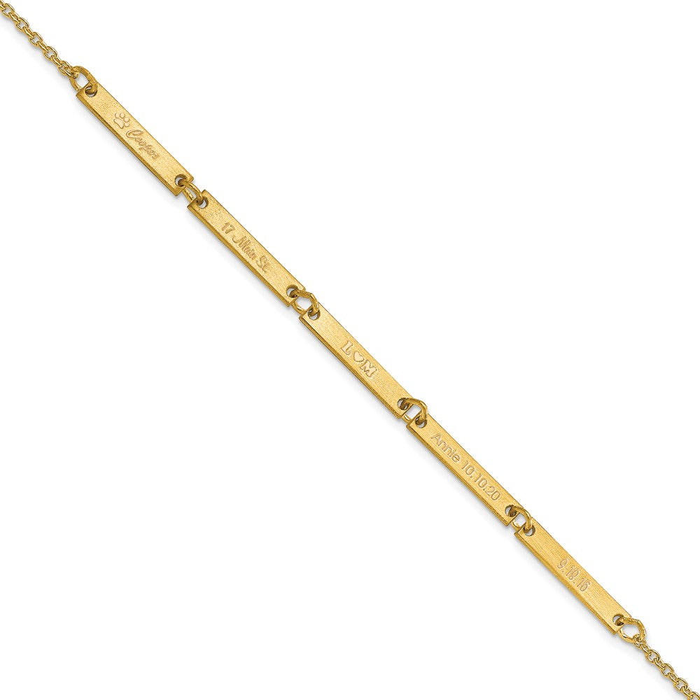14k Yellow Gold Brushed 4 Station Bracelet