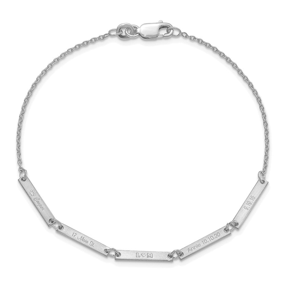 Sterling Silver/Rhodium-plated Brushed 5 Station Bracelet